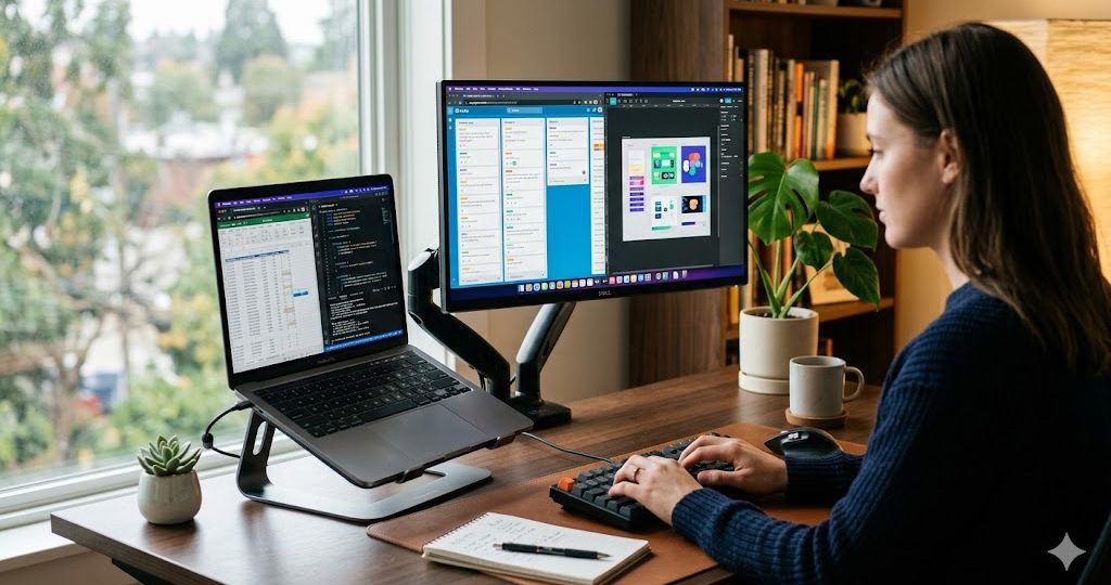 kelebihan menggunakan dual monitor pada set up laptop & PC