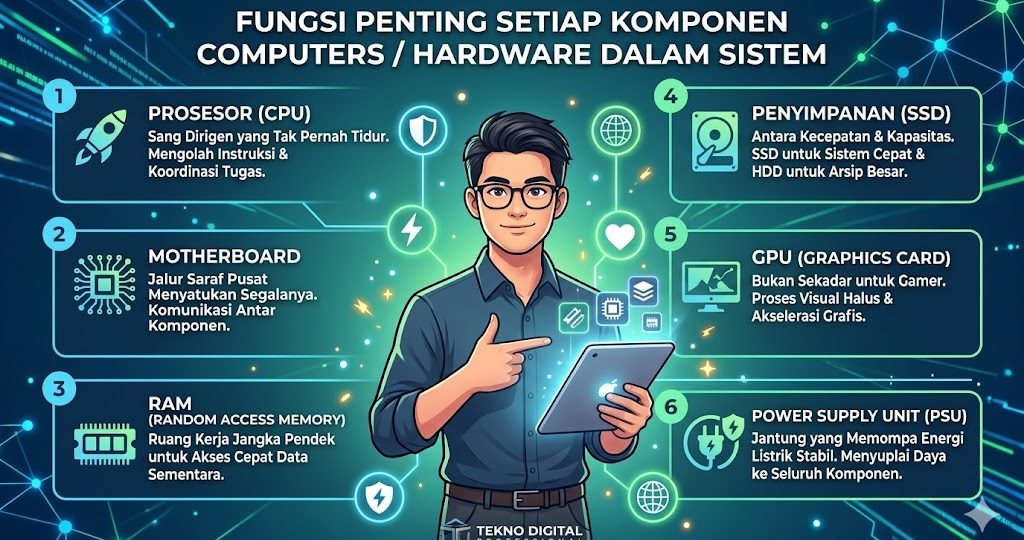fungsi penting setiap komponen computers / hardware dalam sistem