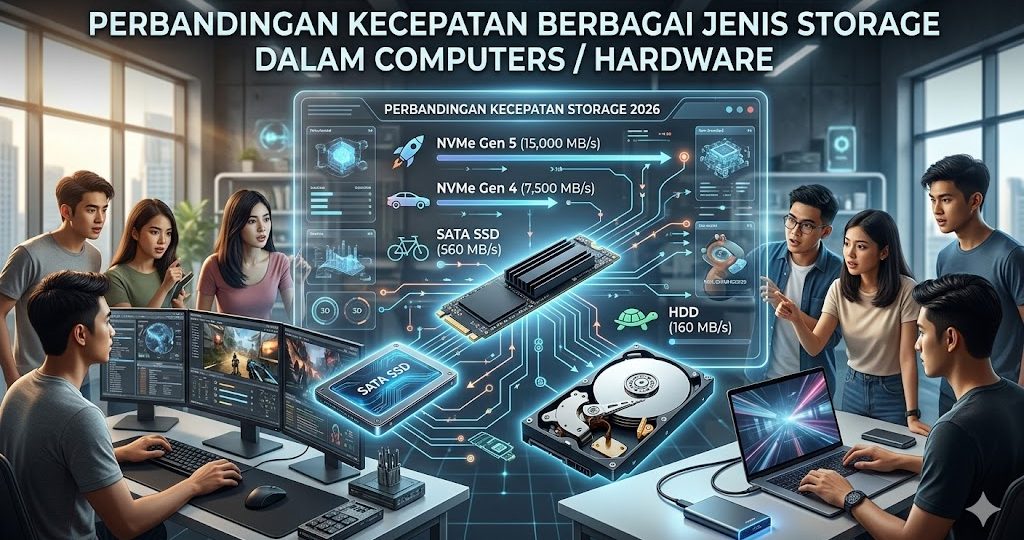 perbandingan kecepatan berbagai jenis storage dalam computers / hardware